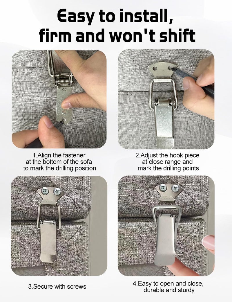 Fizzest Sofa Connectors to Make Sectional Stay，Keep Sectional Couch Together，Modular Clamps，Sectional Couch Hooks Clips Bracket to Hold in Place，Furniture Connectors (1 Box of 8 Pieces) - Image 3